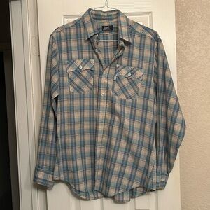Vintage 70’s Levi’s western button down cowboy shirt plaid excellent vintage XL